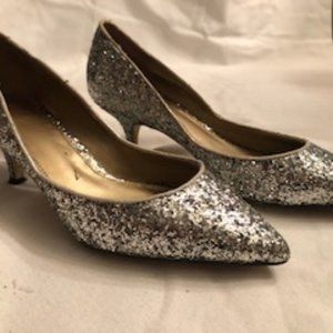 Badgley Miscka Silver glitter evening pump